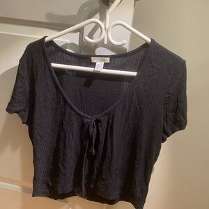 Revamped Black Tie-Front Open Top